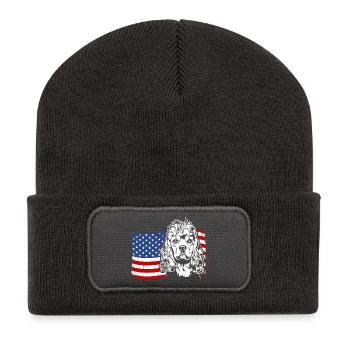 Cocker Américain Épagneul Drapeau de l’Amérique des États-Unis Wilsigns - Beanie recyclé à patch - charbon - Devant