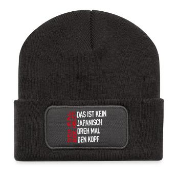 Pas de japonais - Beanie recyclé à patch - charbon - Devant