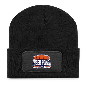 Beer Pong mit Bechern und Ball - Recycelte Patch Beanie - Schwarz - Vorne