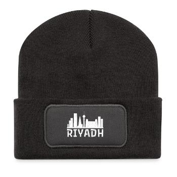 Riyadh Skyline Bold - Recycelte Patch Beanie - Dunkelgrau - Vorne