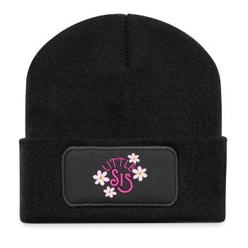 Little Sis - Shirt für Geschwister - Recycelte Patch Beanie - Schwarz - Vorne