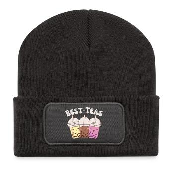 Meilleur thé à bulles kawaii mignon thé boba - Beanie recyclé à patch - charbon - Devant