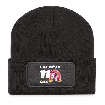 Camel & Unicorn Festive Birthday - Recycled Patch Beanie - dark grey - Front