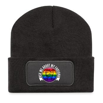 Ask me about my Fursona - Recycled Patch Beanie - dark grey - Front