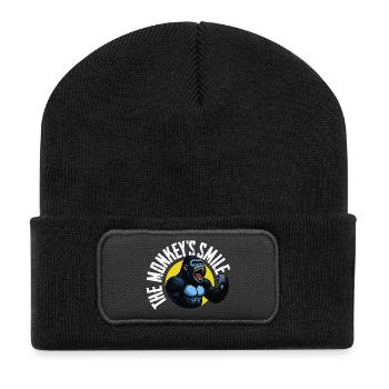 Brüllender Gorilla im Vintage-Stil - Recycelte Patch Beanie - Schwarz - Vorne