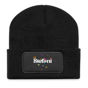 Beau prénom de fille avec des papillons STEFANI - Beanie recyclé à patch - noir - Devant