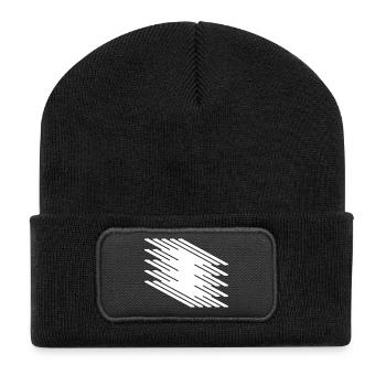 Abstract Dynamic Line Pattern - Recycled Patch Beanie - black - Front