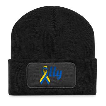 Boucle de l’allié de l’Ukraine - Beanie recyclé à patch - noir - Devant