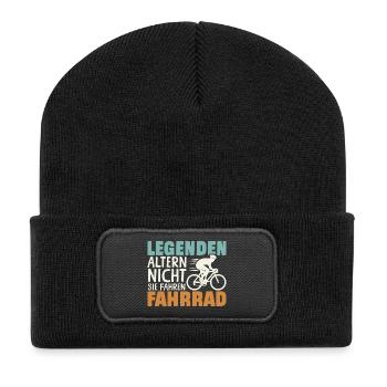 cycliste vélo de course vélo cycliste anniversaire - Beanie recyclé à patch - noir - Devant