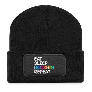 Funny Art Painter Eat Sleep Brushin Repeat Drawing - Recycelte Patch Beanie - Schwarz - Vorne