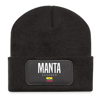 Manta Équateur Équatorien - Beanie recyclé à patch - charbon - Devant