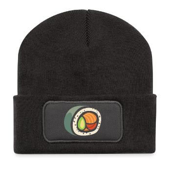Sushi Roll Cartoon – Funny Food Design - Recycled Patch Beanie - dark grey - Front