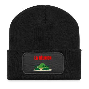 T-shirt île La Réunion tropicale - Beanie recyclé à patch - noir - Devant