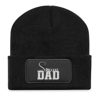 Fußball Papa Uni Block Text - Recycelte Patch Beanie - Schwarz - Vorne