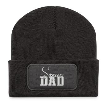 Fußball Papa Uni Block Text - Recycelte Patch Beanie - Dunkelgrau - Vorne