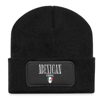 Original aus Mexiko, ich liebe Mexiko - Recycelte Patch Beanie - Schwarz - Vorne