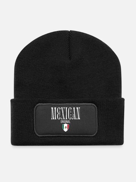 Original aus Mexiko, ich liebe Mexiko - Recycelte Patch Beanie - Schwarz
