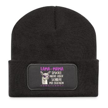 Soon mom LLAMA MOM DOESN'T SPIT LOOKS - Recycled Patch Beanie - dark grey - Front