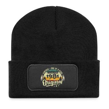 Jahrgang November 1981 Original November 1981 - Recycelte Patch Beanie - Schwarz - Vorne