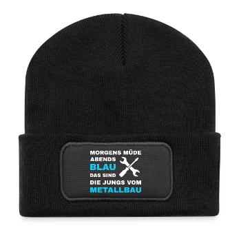 Metallbau Metallbauer Schlosser Stahlbau - Recycelte Patch Beanie - Schwarz - Vorne