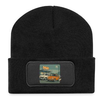 Voitures polonaises rétro à l’ancienne station-service CPN - Beanie recyclé à patch - noir - Devant
