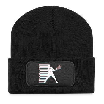 Tennis Glitch Barcode Hoodie Shirt - Recycled Patch Beanie - black - Front