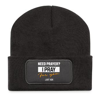I Pray Für Dich Gebetsbotschaft - Recycelte Patch Beanie - Dunkelgrau - Vorne