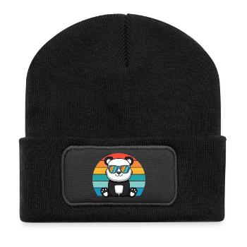 Asian Panda Bear Retro Sunglasses Panda - Recycled Patch Beanie - black - Front