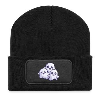 Fantômes Halloween Bande dessinée mignonne - Beanie recyclé à patch - noir - Devant