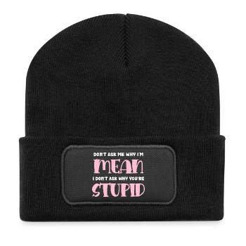 I'm Mean – Naughty Pink Typo - Recycled Patch Beanie - black - Front