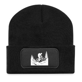 MTB Mountainbike - Recycelte Patch Beanie - Schwarz - Vorne
