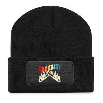 Arborist Woodworker Woodworker Gift - Recycled Patch Beanie - black - Front