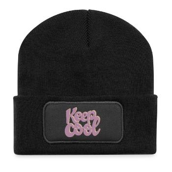 KEEP COOL - Recycelte Patch Beanie - Schwarz - Vorne