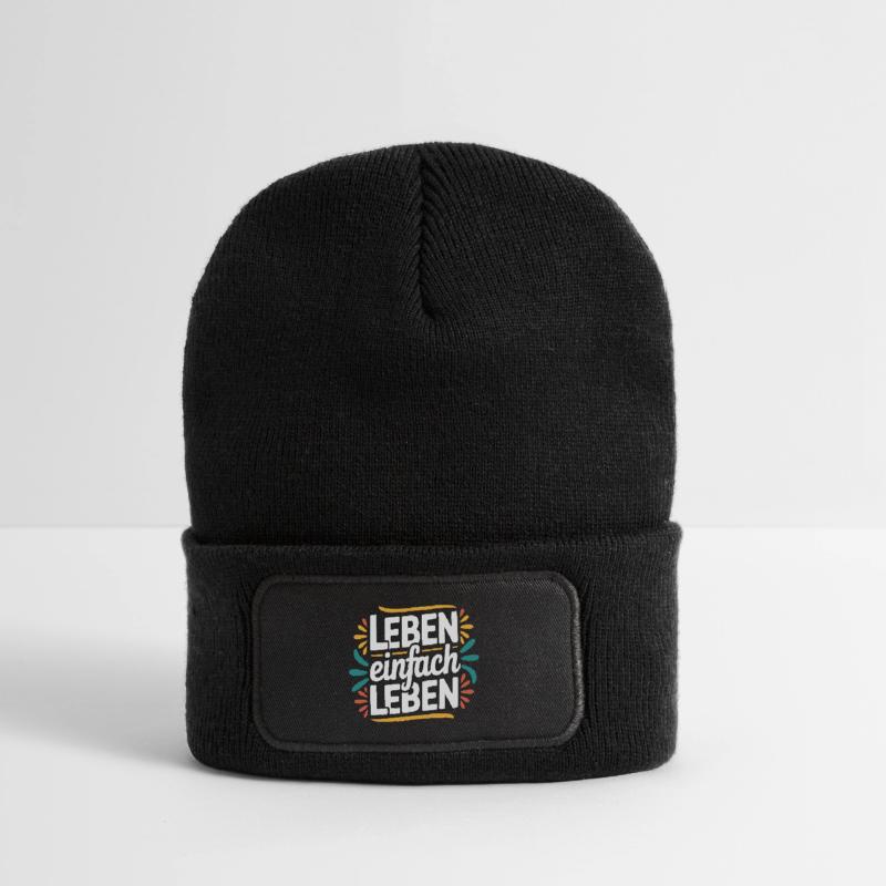 Vivre simplement – Devise de vie positive Design Beanie recyclé à patch