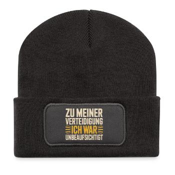 In my defense, I was unattended - Recycled Patch Beanie - dark grey - Front