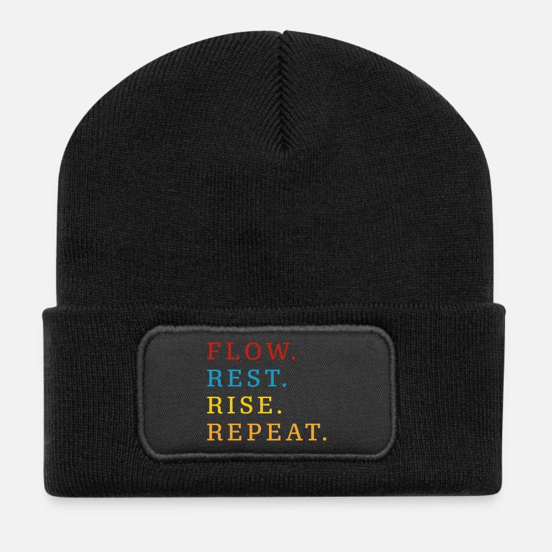 Flow Rest Rise Repeat - Recycled Patch Beanie - black