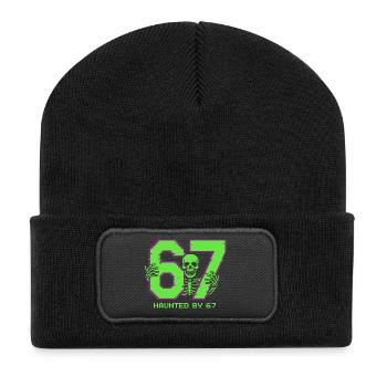 Six Seven Meme Haunted by 67 Retro Pixel - Recycelte Patch Beanie - Schwarz - Vorne