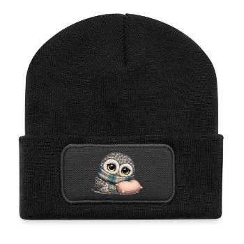 Woodowl with scarf and pillow - Recycled Patch Beanie - black - Front