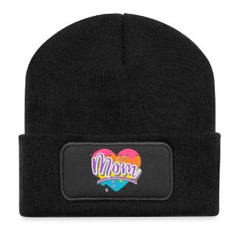 Cœur de maman - Beanie recyclé à patch - noir - Devant