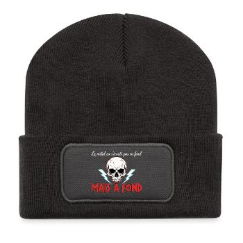 Metal-Musik auf Hochtouren - Recycelte Patch Beanie - Dunkelgrau - Vorne