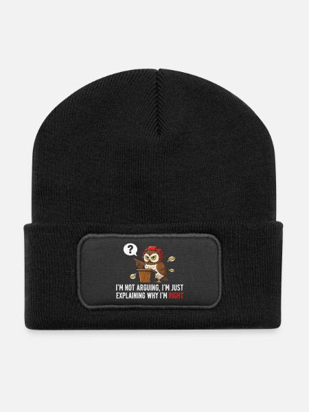 Eulen-Debattierer auf dem Podium - Recycelte Patch Beanie - Schwarz
