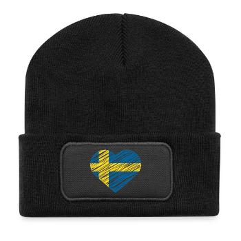 Cadeau du Drapeau du Drapeau du Cœur Suédois - Beanie recyclé à patch - noir - Devant