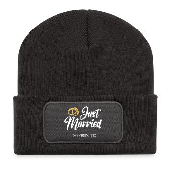 Just Married 30 Years Marriage Married Anniversary - Recycled Patch Beanie - dark grey - Front