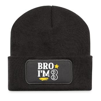 Bro ich bin 3 Jahre Alt Lustig Cool Geburtstag - Recycelte Patch Beanie - Dunkelgrau - Vorne