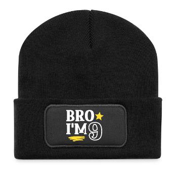 Frère j’ai 9 ans Drôle Cool Anniversaire - Beanie recyclé à patch - noir - Devant