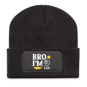 Bro ich bin 2 Jahre Alt Lustig Cool Geburtstag - Recycelte Patch Beanie - Dunkelgrau - Vorne