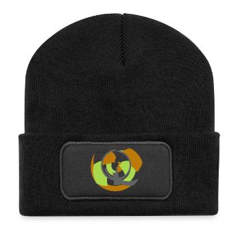 Spiral Orbit Abstract Geometry - Recycled Patch Beanie - black - Front
