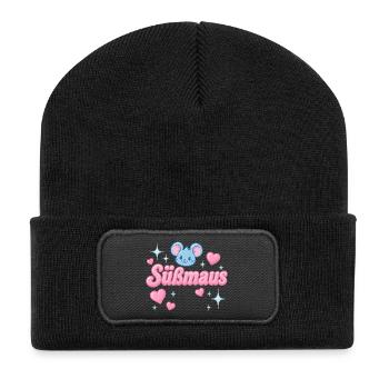 Süßmaus - y2K statement design - Recycelte Patch Beanie - Schwarz - Vorne
