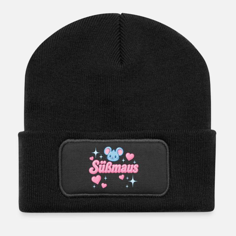 Sweet Mouse - y2K statement design - Recycled Patch Beanie - black