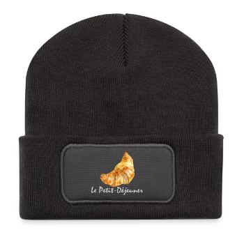Croissant French Breakfast Design - Recycled Patch Beanie - dark grey - Front